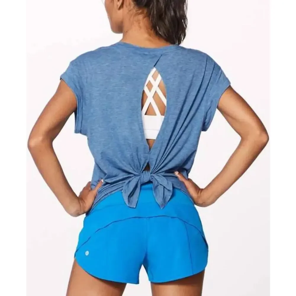 Lululemon Box It Out Short Sleeve T-shirt In Heathered Amalfi Blue SMALL
